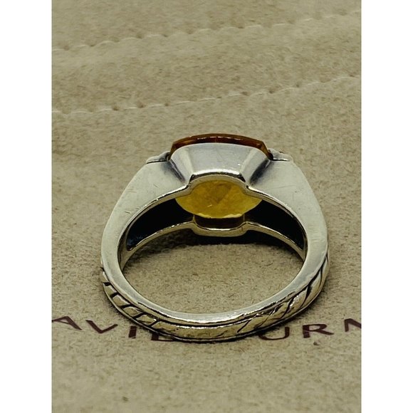 David Yurman Sterling Silver, Diamond and Citrine Deco Lemon Deco Ring 7.5 - Picture 5 of 8